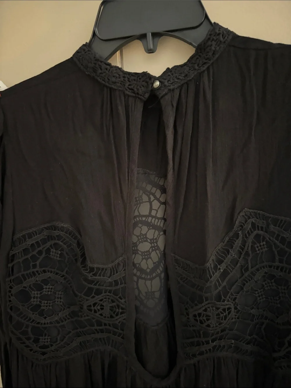 Free People Black Lace Dahlia Long Sleeve Dress